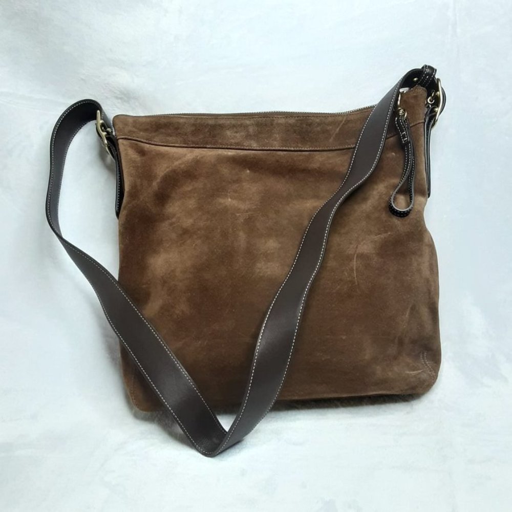 Coach Vintage Legacy Brown Suede Boho Bucket Shoulder Bag No.F3S 9324